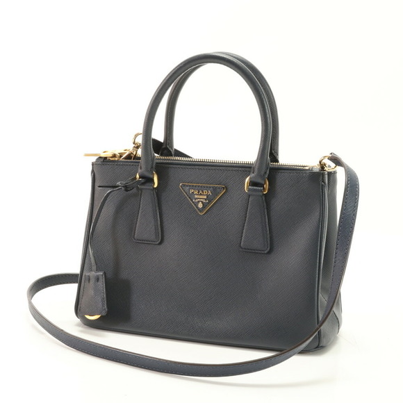 Prada Saffiano Tote Galleria Leather Navy Handbag - Picture 1 of 14